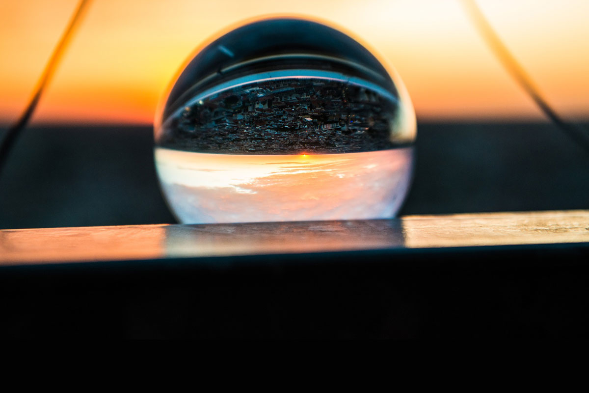 crystal ball in sunset
