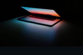 a glowing laptop