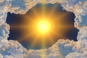 sun breaking through clouds