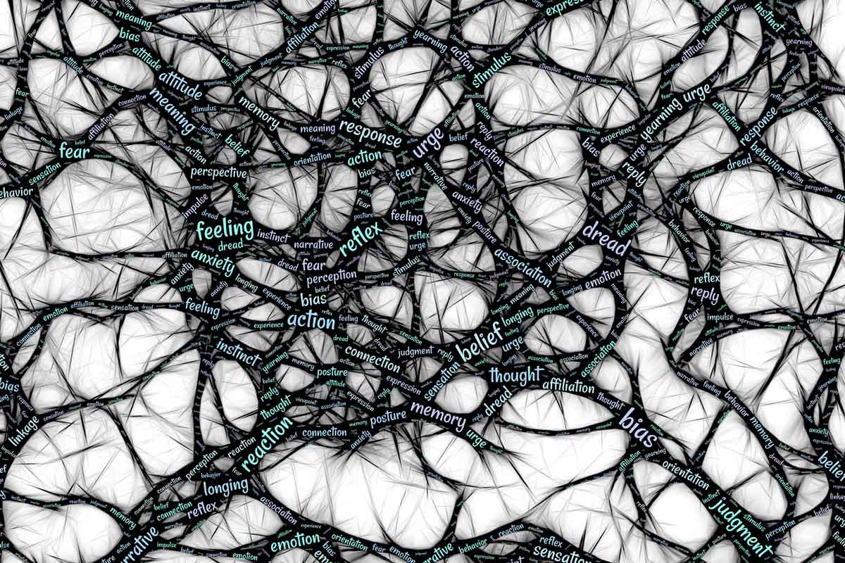 brain map with words and emotions