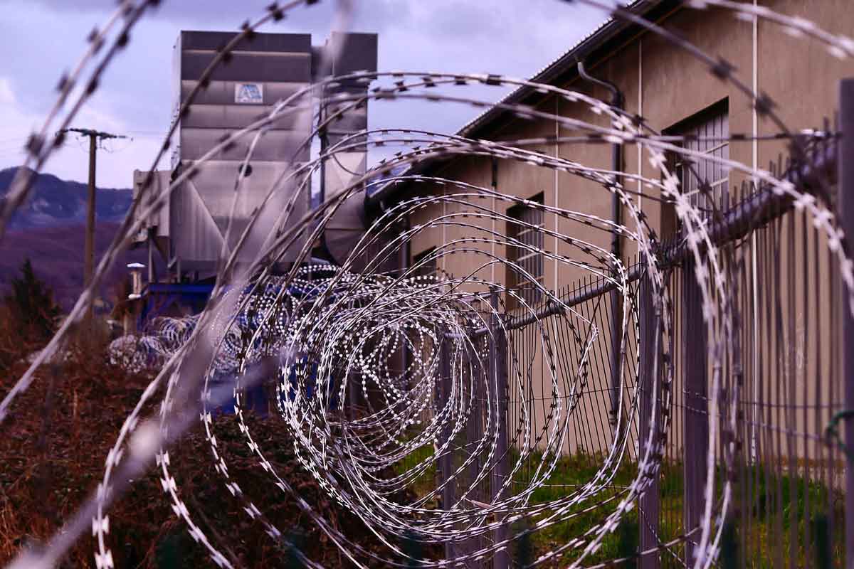 barbed wire at a prison