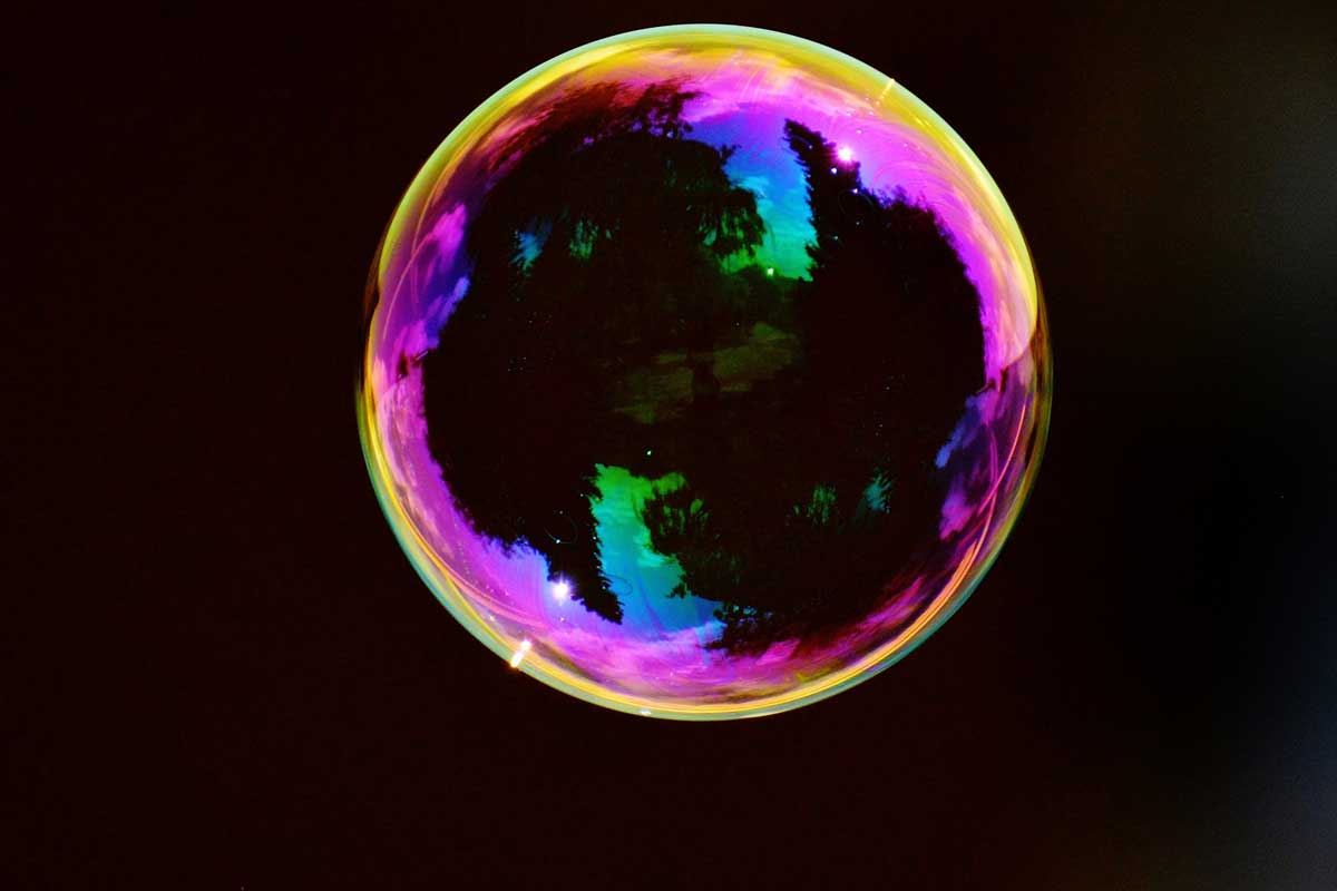 bubble floating with black background