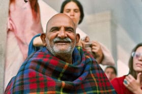 neem karoli baba in plaid
