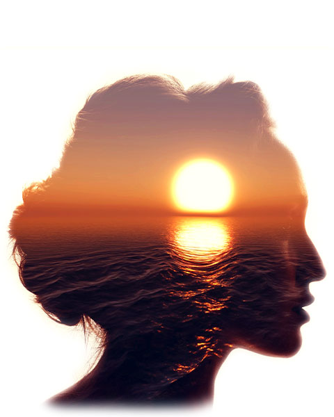 Meditation-For-Anxiety-and-Stress-Ram-Dass-Woman-with-ocean-sunset-overlay