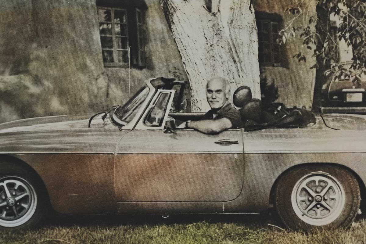 Ram Dass in Vintage Car